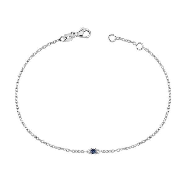 Petit armbånd i 14 kt hvidguld med blå safir og diamanter – Nuran